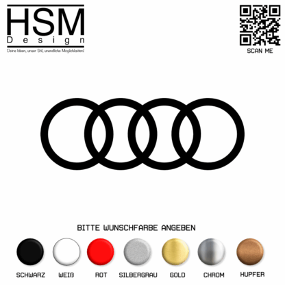 Audi Logo Aufkleber – 15 cm – stilvoller Auto-Sticker mit den vier Ringen – wetterfest & UV-beständig – ideal für Auto, Fenster, Laptop oder Werkzeugkoffer