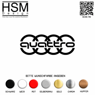 Audi Aufkleber mit Logo & quattro Schriftzug – 30 cm lang – hochwertiger Auto-Sticker – wetterfest & UV-beständig – ideal für Seitenscheibe, Heck & Motorhaube