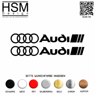 Audi Aufkleber Set – 2× Logo mit Schriftzug à 30 cm – sportlich & edel – wetterfest & UV-beständig – ideal für Auto, Fenster, Tuning & Zubehör