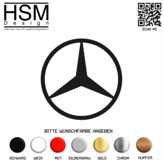 Mercedes-Benz Stern Aufkleber – 10×10 cm – edler Auto-Sticker mit Kultlogo – wetterfest & UV-beständig – ideal für Auto, Fenster, Laptop oder Koffer