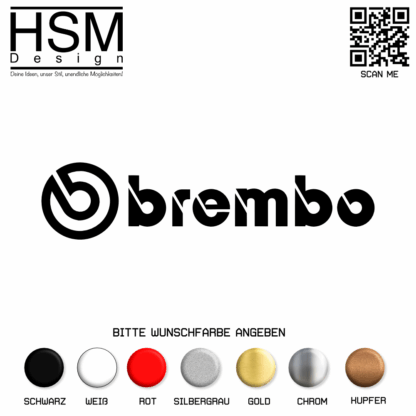 Brembo Aufkleber – 15 cm – sportlicher Schriftzug-Sticker für Auto & Motorrad – wetterfest & UV-beständig – ideal für Felgen, Scheiben & Karosserie