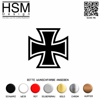 Eisernes Kreuz Aufkleber – 10x10 cm – klassisches Symbol mit starkem Design