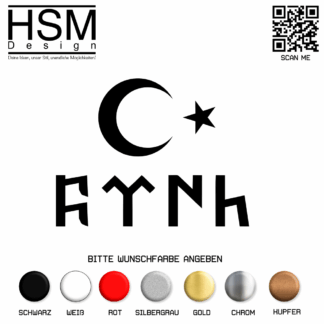 Göktürk Aufkleber mit Ayyıldız – 15 cm hoch – starkes Symbol für türkische Identität – wetterfest & UV-beständig – ideal für Auto, Fenster & mehr
