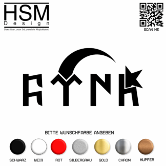 Göktürk Schriftzug mit Ayyıldız Aufkleber – 15 cm lang – türkisches Symbol, wetterfest & UV-beständig – ideal für Auto, Fenster & Laptop