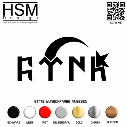 Göktürk Schriftzug mit Ayyıldız Aufkleber – 15 cm lang – türkisches Symbol, wetterfest & UV-beständig – ideal für Auto, Fenster & Laptop