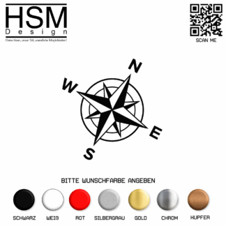 Kompass Aufkleber – 10x10 cm – maritimer Sticker mit Windrose