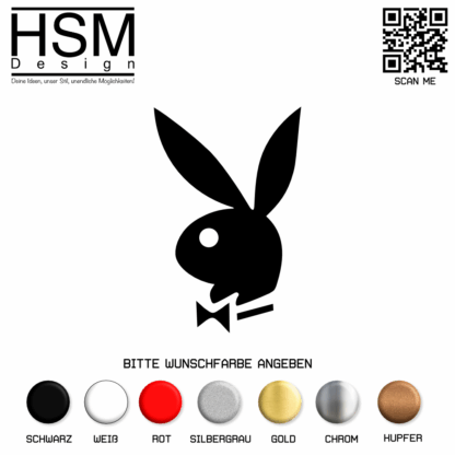Playboy Hase Aufkleber – 10 cm – kultiger Bunny Sticker für Auto, Motorrad, Laptop & mehr – wetterfest & UV-beständig – stilvoll & frech