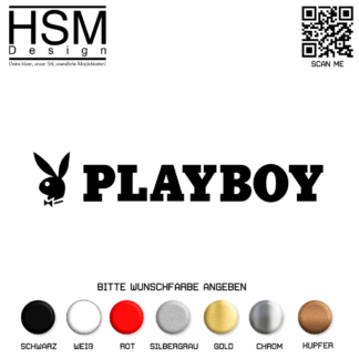 Playboy Aufkleber 2er Set – Logo & Schriftzug – je 30 cm – kultiger Auto-Sticker – wetterfest & UV-beständig – für Fahrzeuge, Laptop & mehr