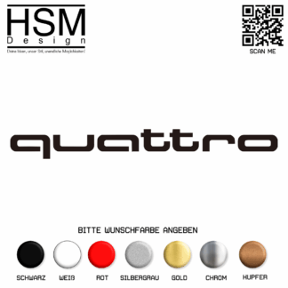 Quattro Aufkleber – 15 cm – sportlicher Schriftzug-Sticker im Audi-Stil – wetterfest & UV-beständig – ideal für Auto, Fenster, Laptop oder Werkzeugkoffer