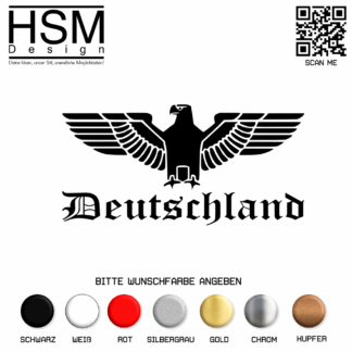 Deutscher Reichsadler Aufkleber mit Schriftzug „Deutschland“ – 15 cm – historisches Motiv