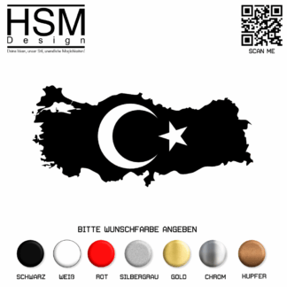 ürkei Karten Aufkleber – 15 cm – stilisierte Türkei-Silhouette – wetterfest & UV-beständig – ideal für Auto, Laptop, Fenster oder Koffer