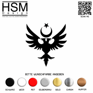 Tavuskuşu Ayyıldız Aufkleber – 15 cm hoch – eleganter Sticker mit Pfau & Halbmond-Stern – wetterfest & UV-beständig – ideal für Auto, Fenster & Laptop