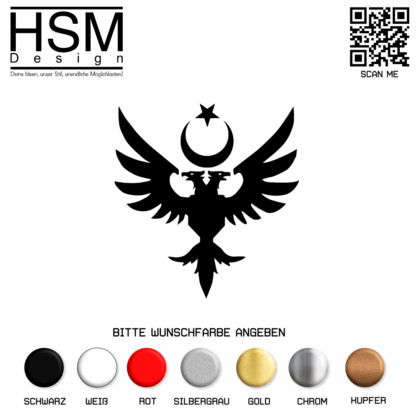 Tavuskuşu Ayyıldız Aufkleber – 15 cm hoch – eleganter Sticker mit Pfau & Halbmond-Stern – wetterfest & UV-beständig – ideal für Auto, Fenster & Laptop